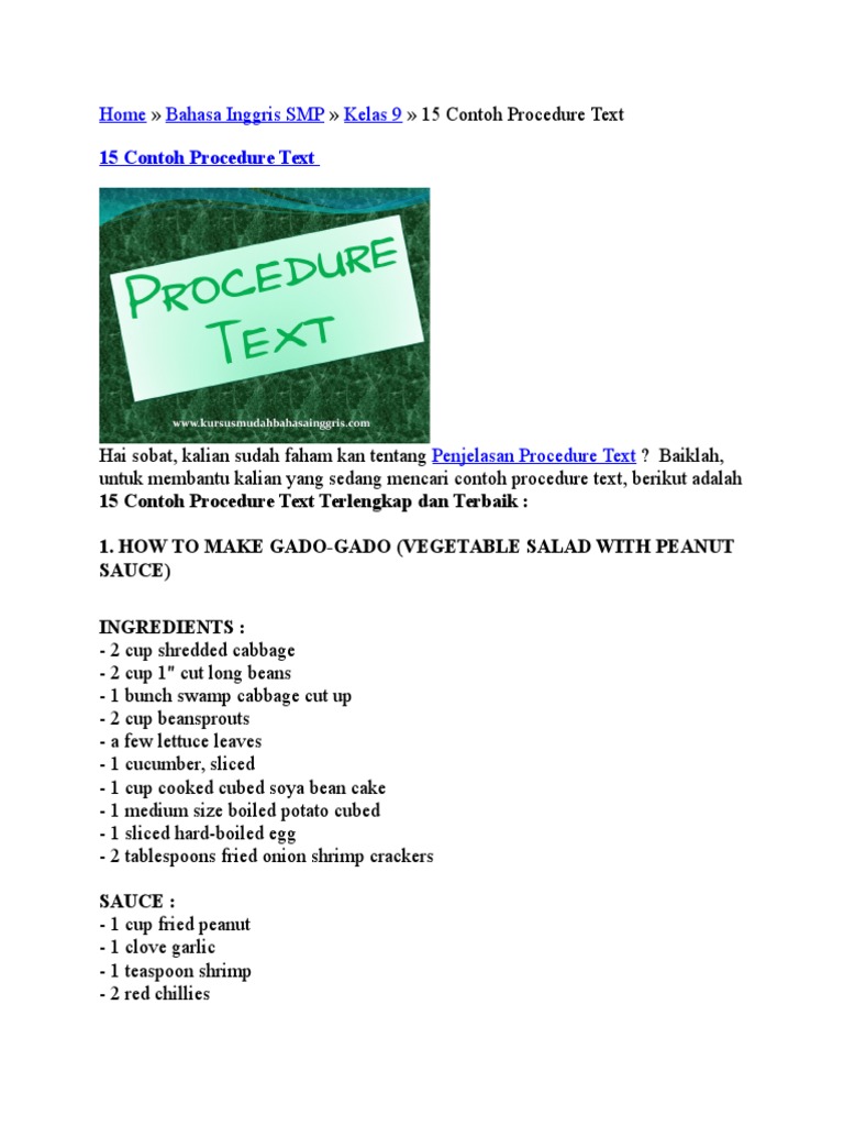 Procedure Text Spoon Food And Drink Preparation