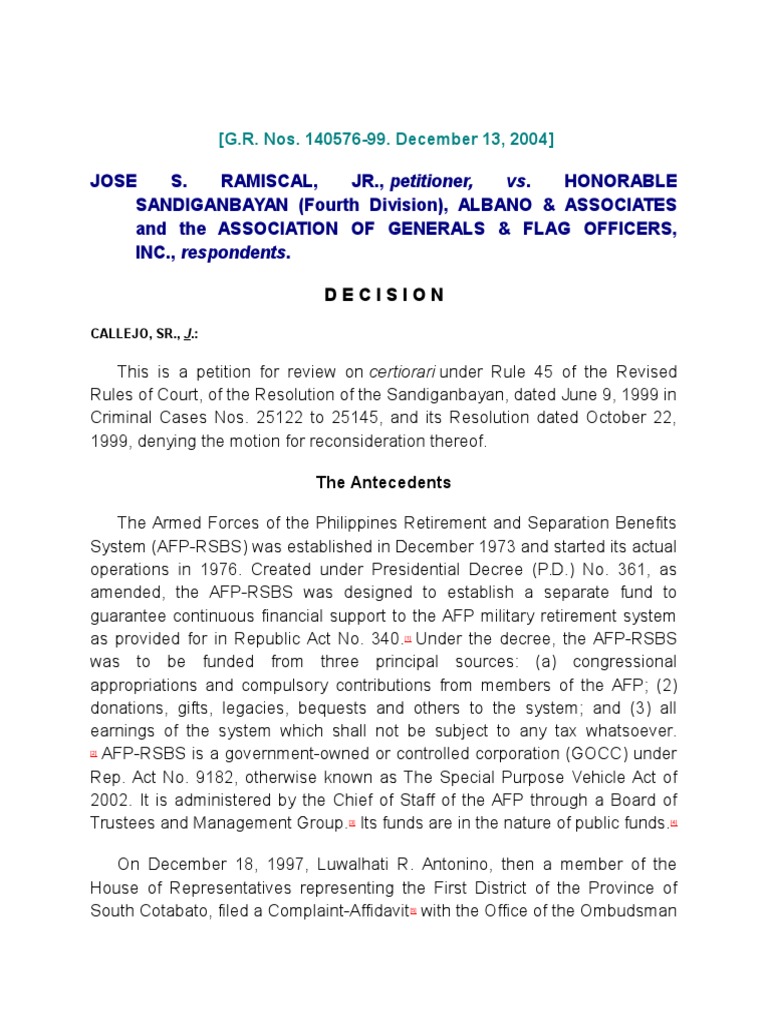 AFP-RSBS Corruption Case Review | PDF | Jurisdiction | Prosecutor
