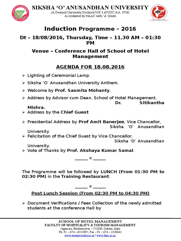 Induction Programme 2016 Higher Education Personal Growth