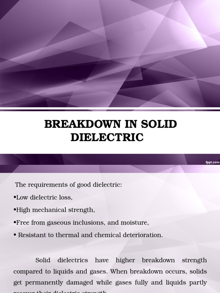Breakdown Mechanisms in Solid Dielectrics | PDF | Electrical Breakdown ...