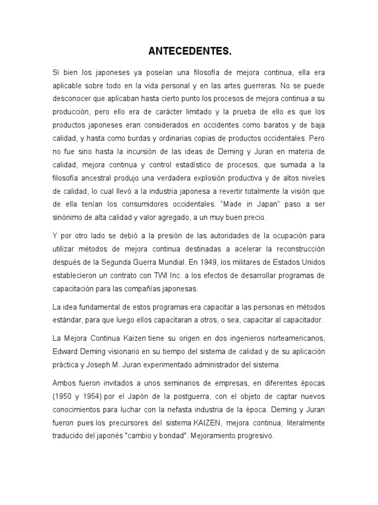 Antecedentes y Justificacion. Calidad