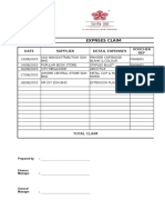 Expnses Claim: Date Supplier Detail Expenses Voucher REF