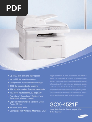 Samsung Mfp Laser Scx4521f Image Scanner Fax