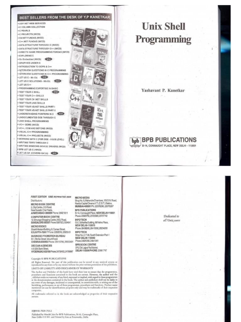 Unix Shell Programming Yashwant Kanitkar PDF | PDF