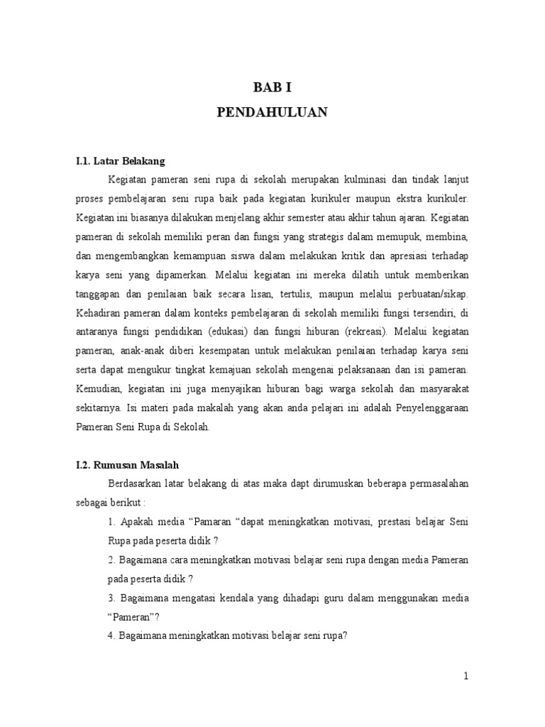 Makalah Pameran Seni Rupa Untuk SMA Kela