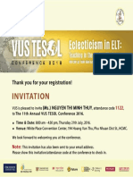 VUS TESOL Conference Registration Confirmation