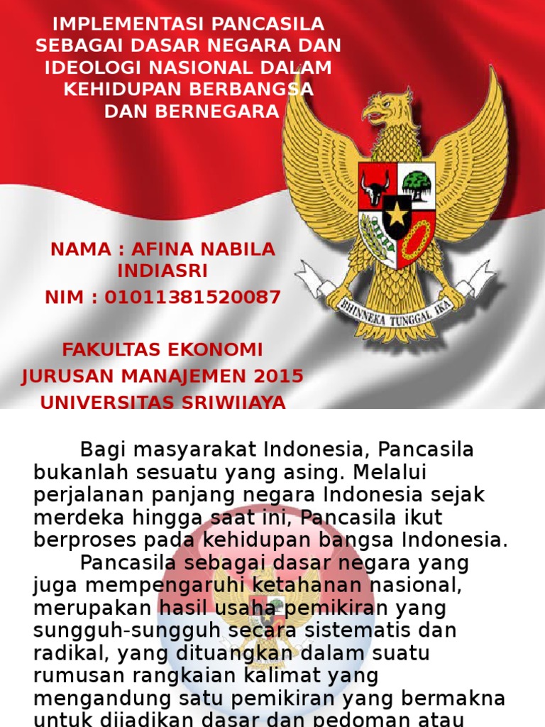 Implementasi Pancasila Sebagai Dasar Negara Dan Ideologi Nasional