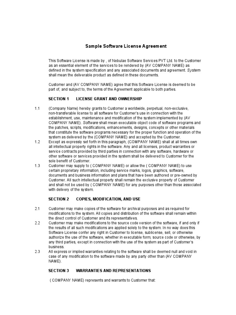 Software License Agreement Template | PDF | Indemnity | License