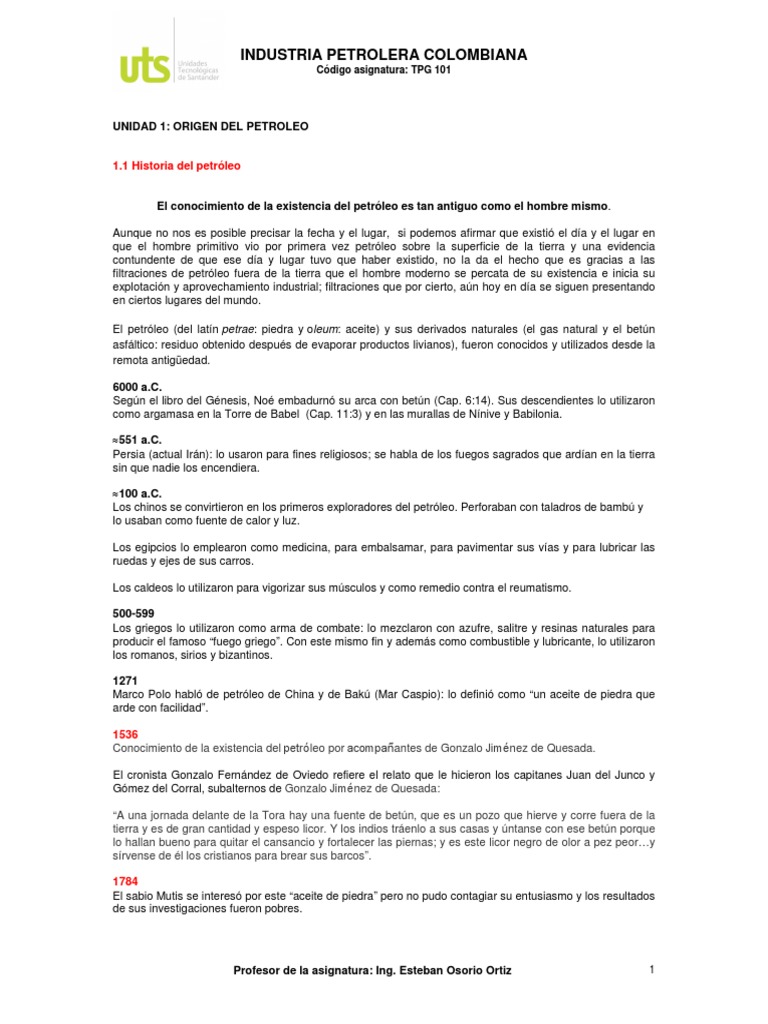 Historia del Petróleo en Colombia | PDF | Petróleo | Geoquímica