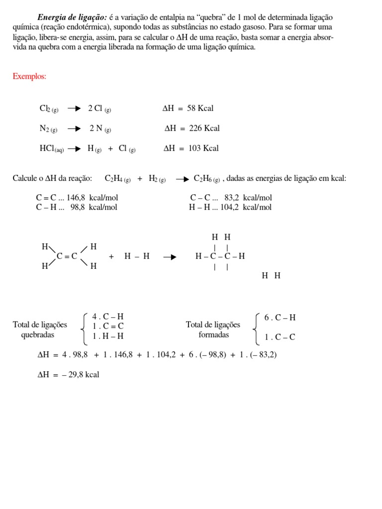 Química Termoquímica Energia de Ligação | PDF
