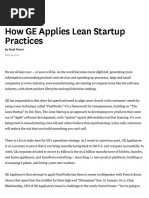 How GE Applies Lean Startup Practices