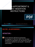 Try in Appointment Post Insertion Instructions Prostho