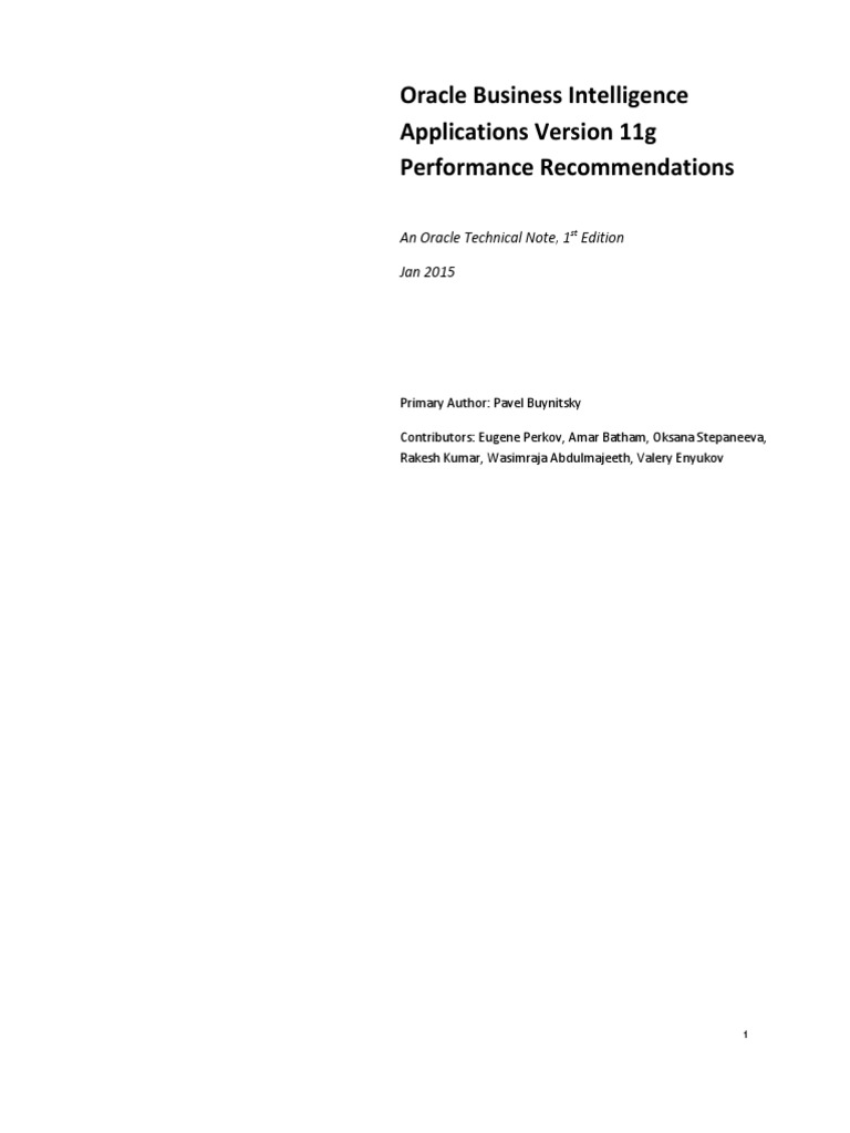 BI Apps11g Perf Tech Note V1 PDF | PDF