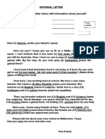 Filling Informal Letter Template