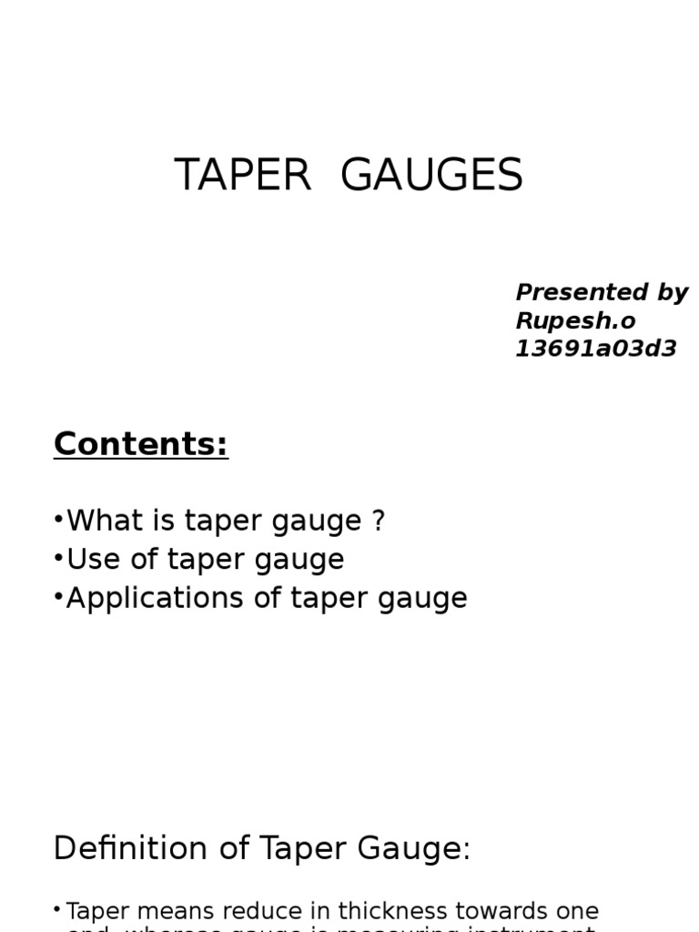 Taper Gauges | PDF | Pipe (Fluid Conveyance) | Mechanical Engineering