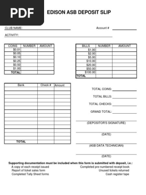 deposit slip