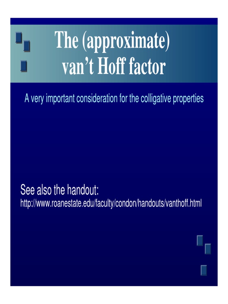 Van’t Hoff Factor Solution Molecules