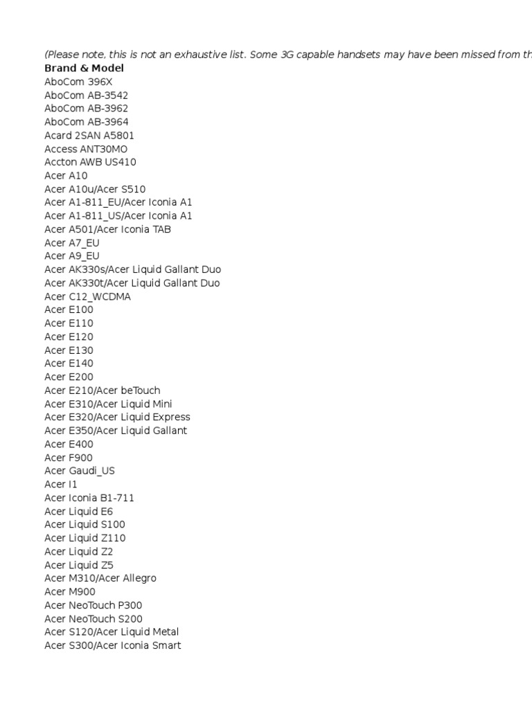 3G Support Handset Models Updated | PDF | Embedded Linux Distributions |  Linux Based Devices