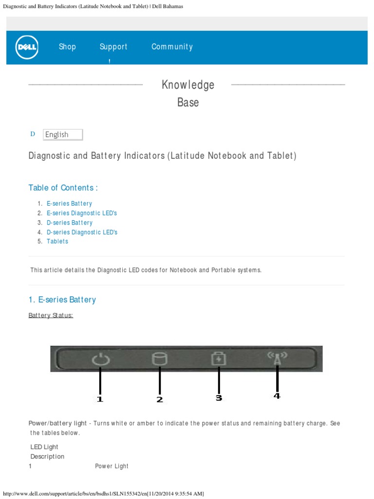 Diagnostic and Battery Indicators (Latitude Notebook and Tablet) | PDF ...