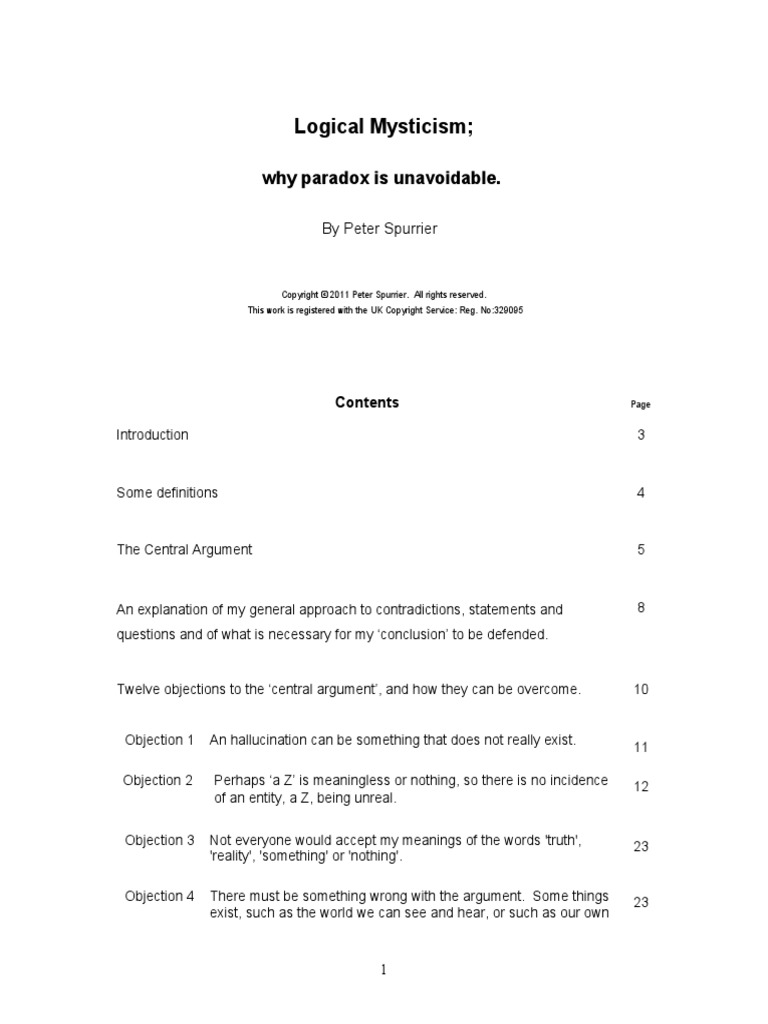 Logical Mysticism - Why Paradox is Unavoidable | Contradiction | Argument