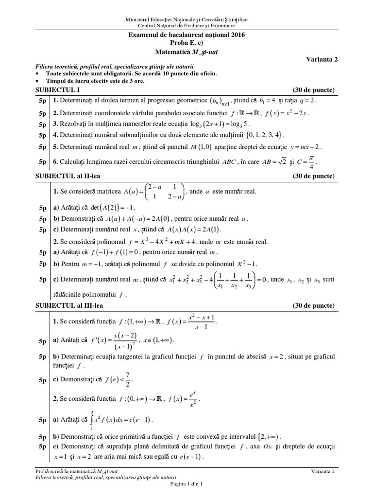 E C Matematica M St-Nat 2016 Var 02 LRO | PDF