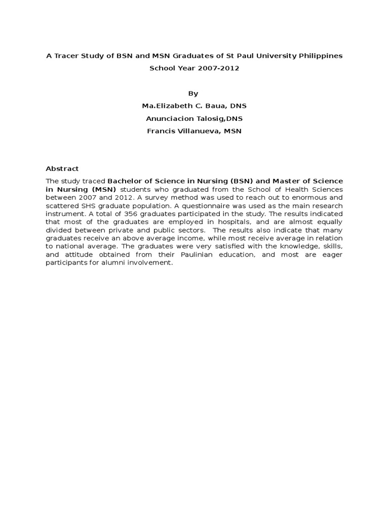 Tracer study thesis pdf picture