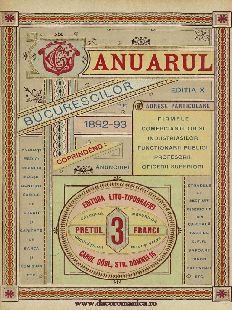 Petla Noa “Err.“ Anuarul Bucurestilor 1892-1893 | PDF