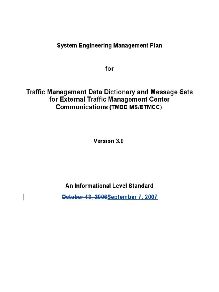 Traffic Management Data Dictionary SEMP | PDF | Xml Schema | Xml