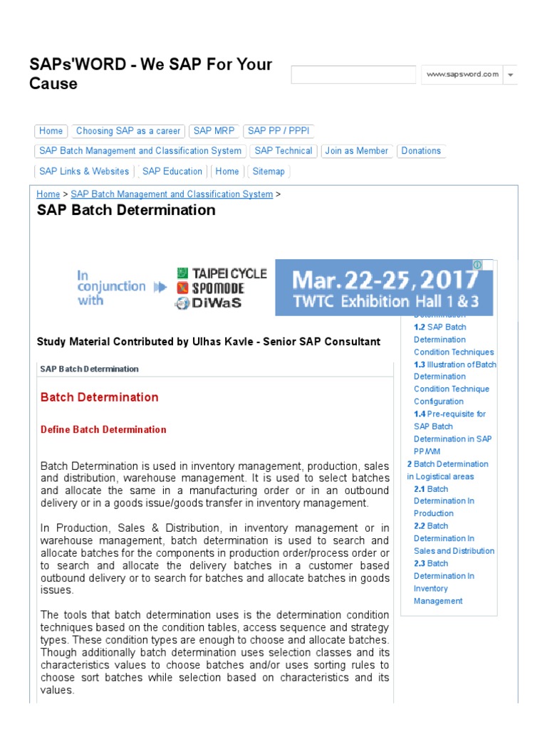 SAP Batch Determination - SAPs'WORD - We SAP for Your Cause | Business  Process