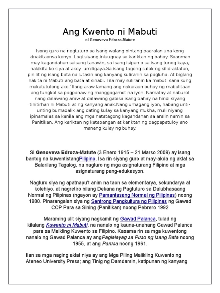 Ang Kwento Ni Mabuti PDF