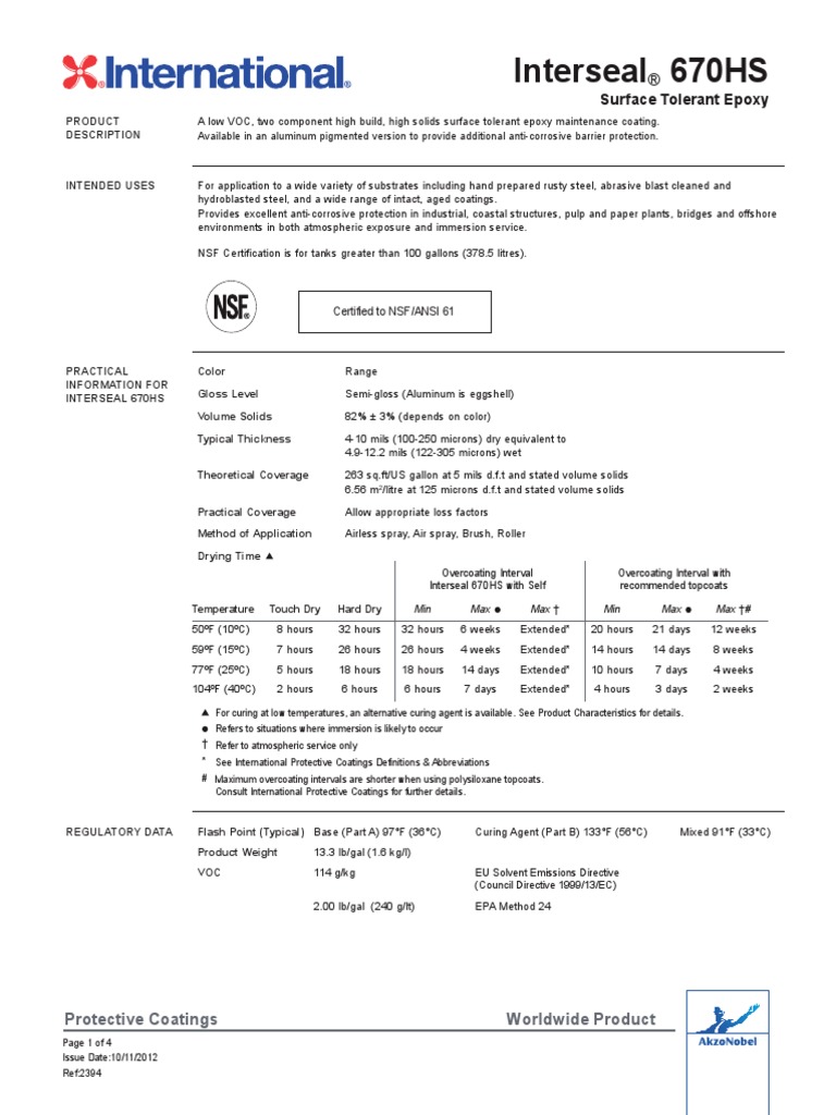 TDS Interseal 670 Epoxy Paint