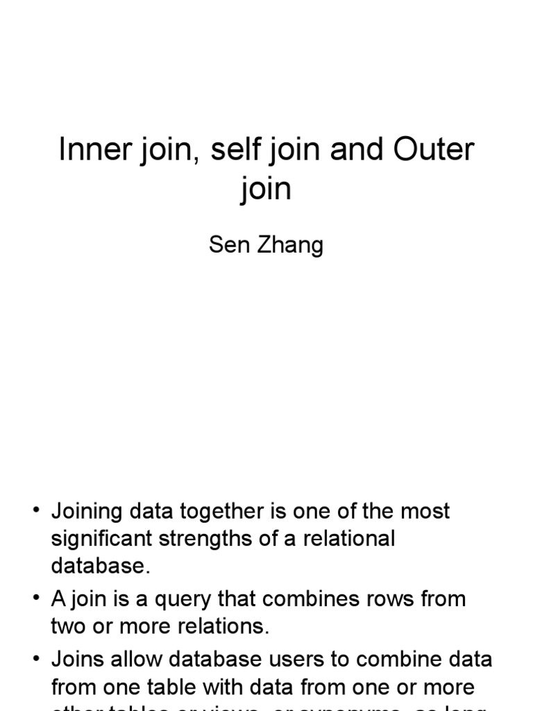 Inner and Self Joins Explained | PDF | Data Management Software | Areas ...
