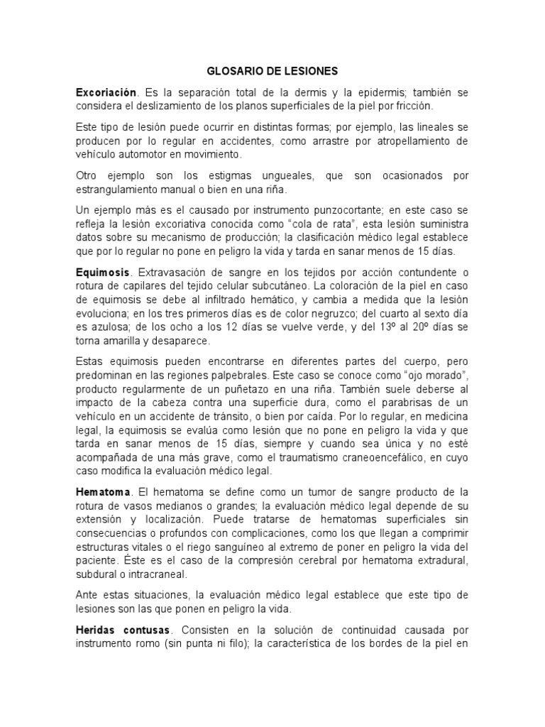 Glosario de Lesiones  Injury  Medical Specialties