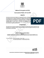 Resultados Evaluacion Requisitos Tecnicos Convocatoria Publica 001 de 2016 PDF