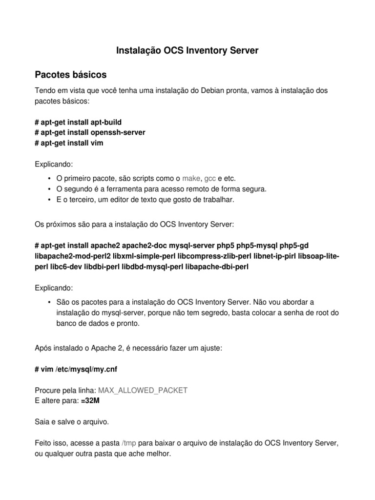 Instalação do OCS Inventory Server Linux | PDF | Servidor (informática ...