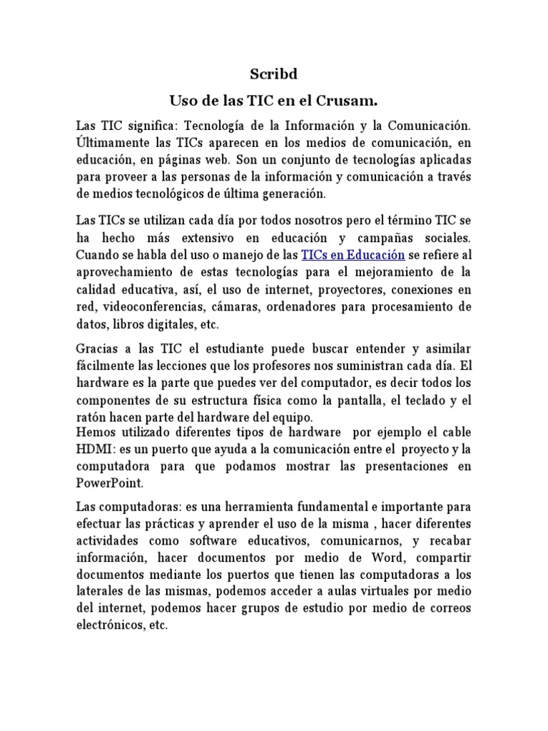 Uso de TIC en la Educación Actual | PDF