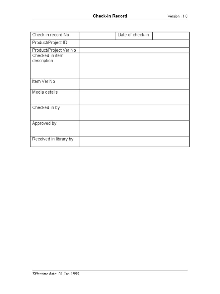 Check-In Record Template 1.0 | PDF