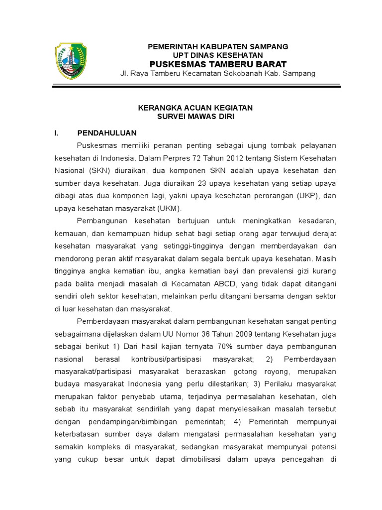 Kerangka Acuan Kegiatan (KAK) SMD