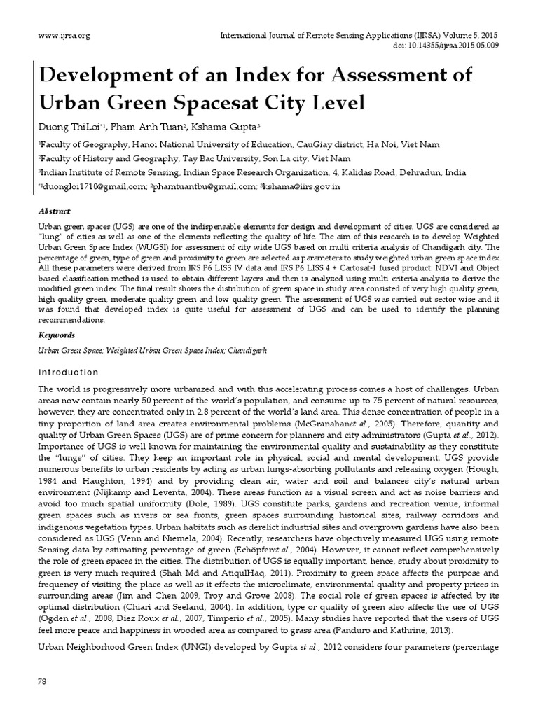 Urban Green Space Index Development | PDF | Standard Deviation ...
