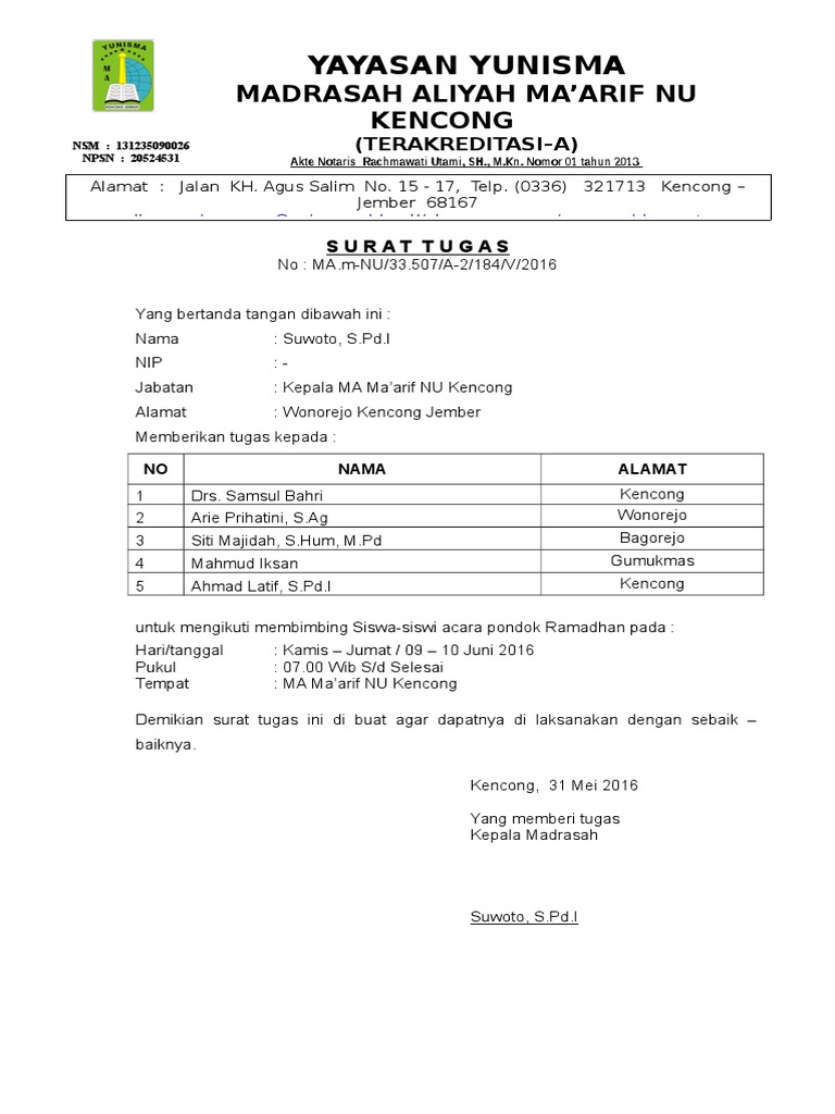 Surat Tugas