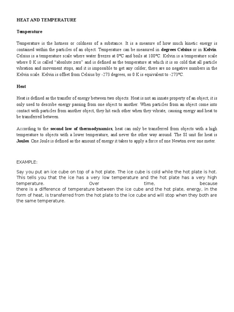 Heat and Temperature Notes | PDF
