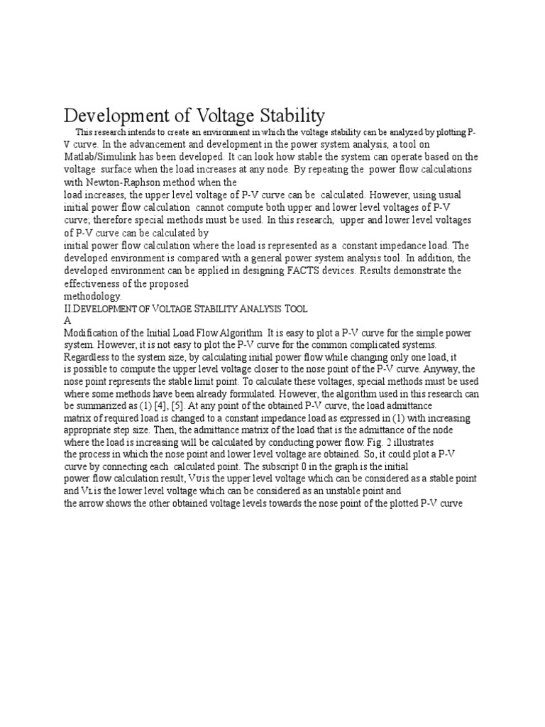 P-V Curve Analysis for Voltage Stability | PDF | Algorithms | Electricity