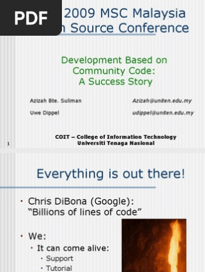 Development Based On Community Code: A Success Story OSCONF09 #MOSC2010