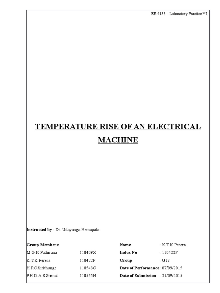 Temperature Rise in Electrical Machines | PDF | Building Insulation ...