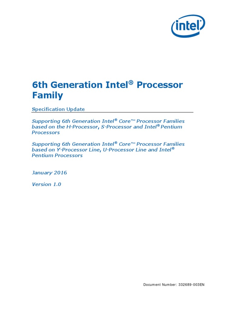 Desktop 6th Gen Core Family Spec Update | PDF | Computer Companies Of ...