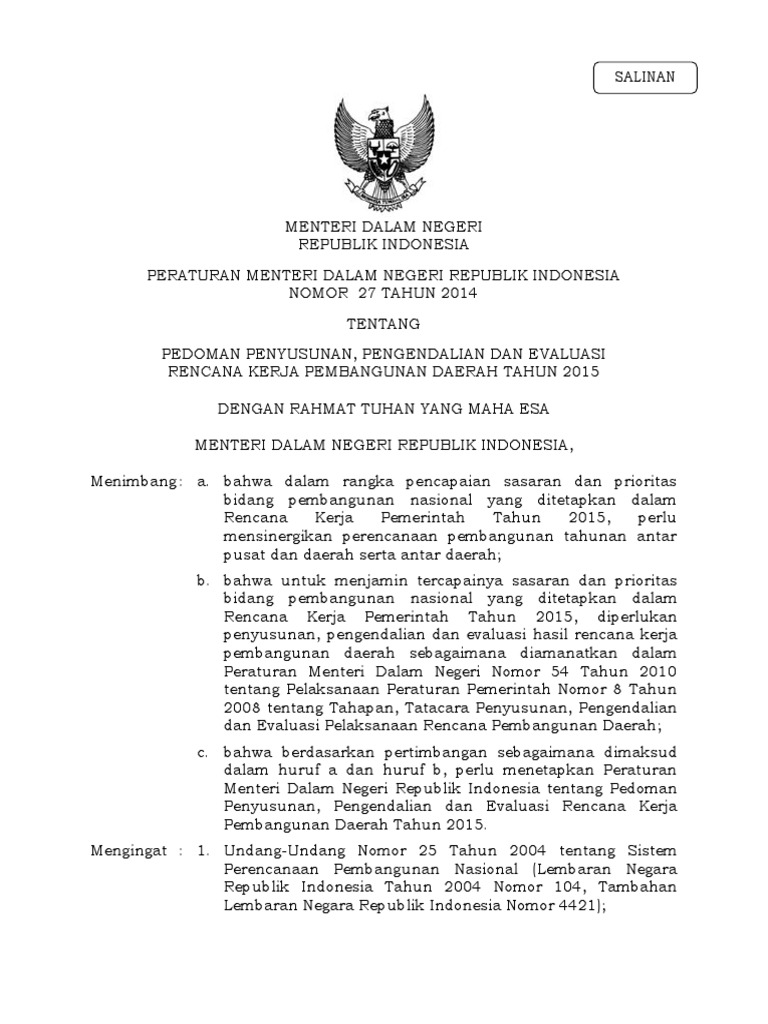 Pedoman Rencana Kerja Pembangunan 2015 | PDF | Bisnis