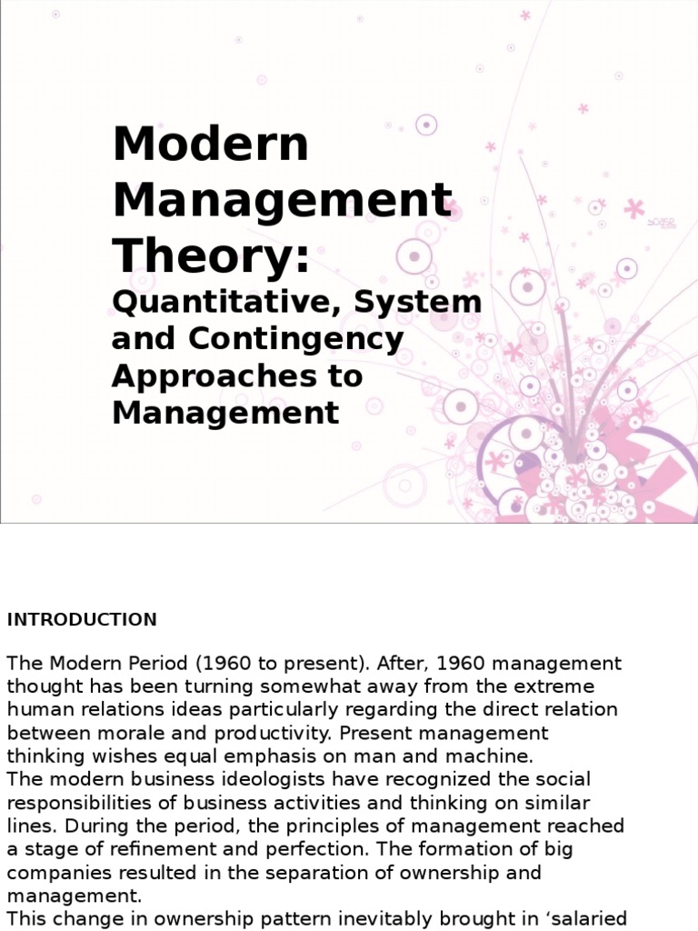 modern approaches to management theory