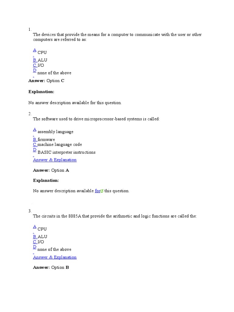 A - B. C. D .: Answer: Option C Explanation | PDF | Amplifier | Central ...