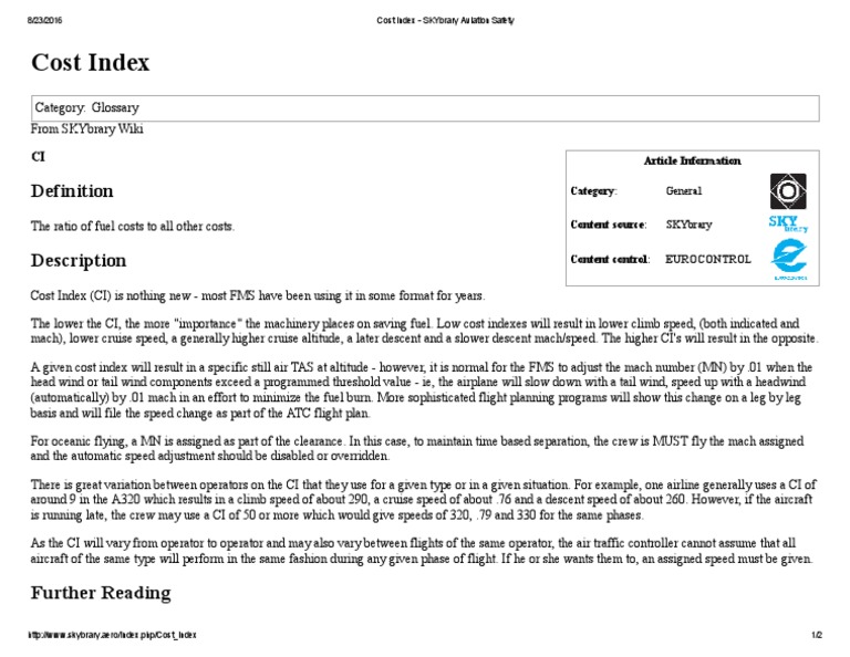 Understanding Cost Index in Aviation | PDF | Business | Technology ...