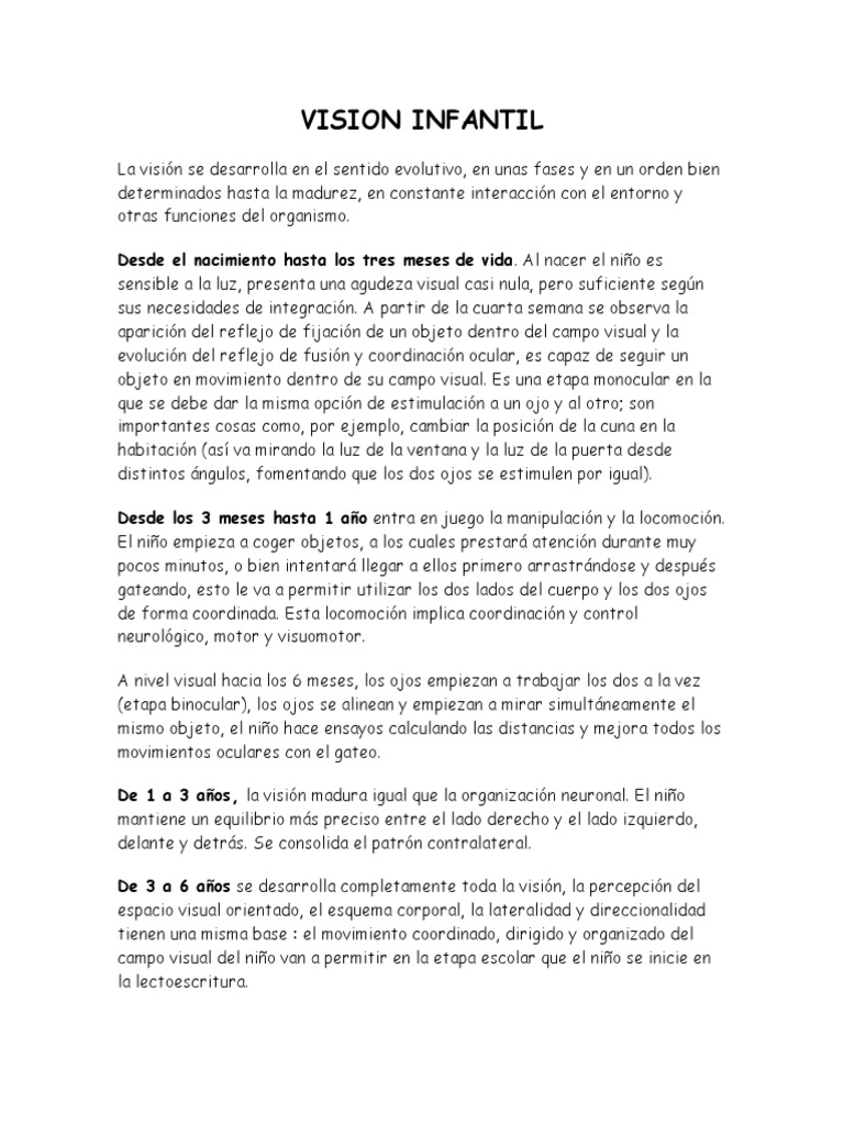 Desarrollo de Habilidades Visuales Infantiles | PDF | Percepción visual ...